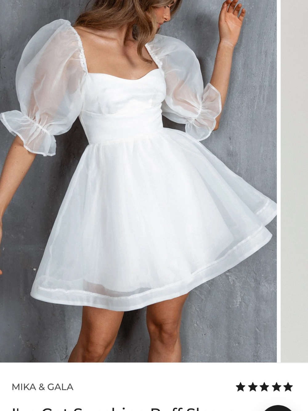 Selfie Leslie White Sheer Puff Sleeve Mini Dress